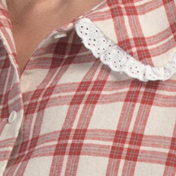 SUNDAY EDITION Plaid Peter Pan Collar Top - Picture 3 of 4